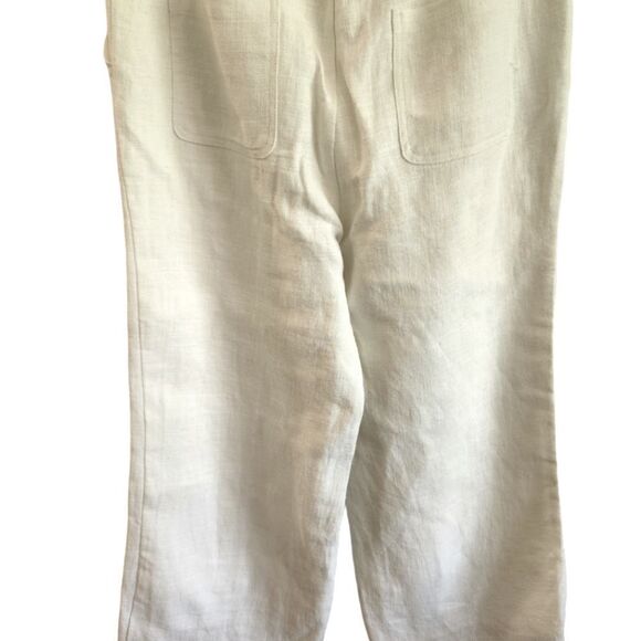 ETT Twa By Anthroplogie White Wide Leg Linen Pants with Poms Size Medium - Picture 4 of 9